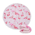 Thick Round Beach Handtuch Decke - Microfiber Terry Beach Roundie Kreis Yoga-Matte mit Fransen, hohe Farbe Echtheit Flamingos